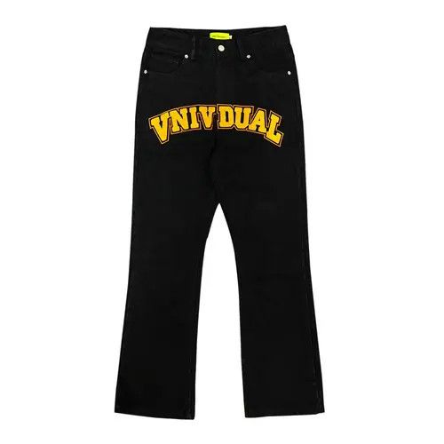 image of Vintage Pattern Hiphop Flared Y2K Jeans in Black, Men's (Size 32)