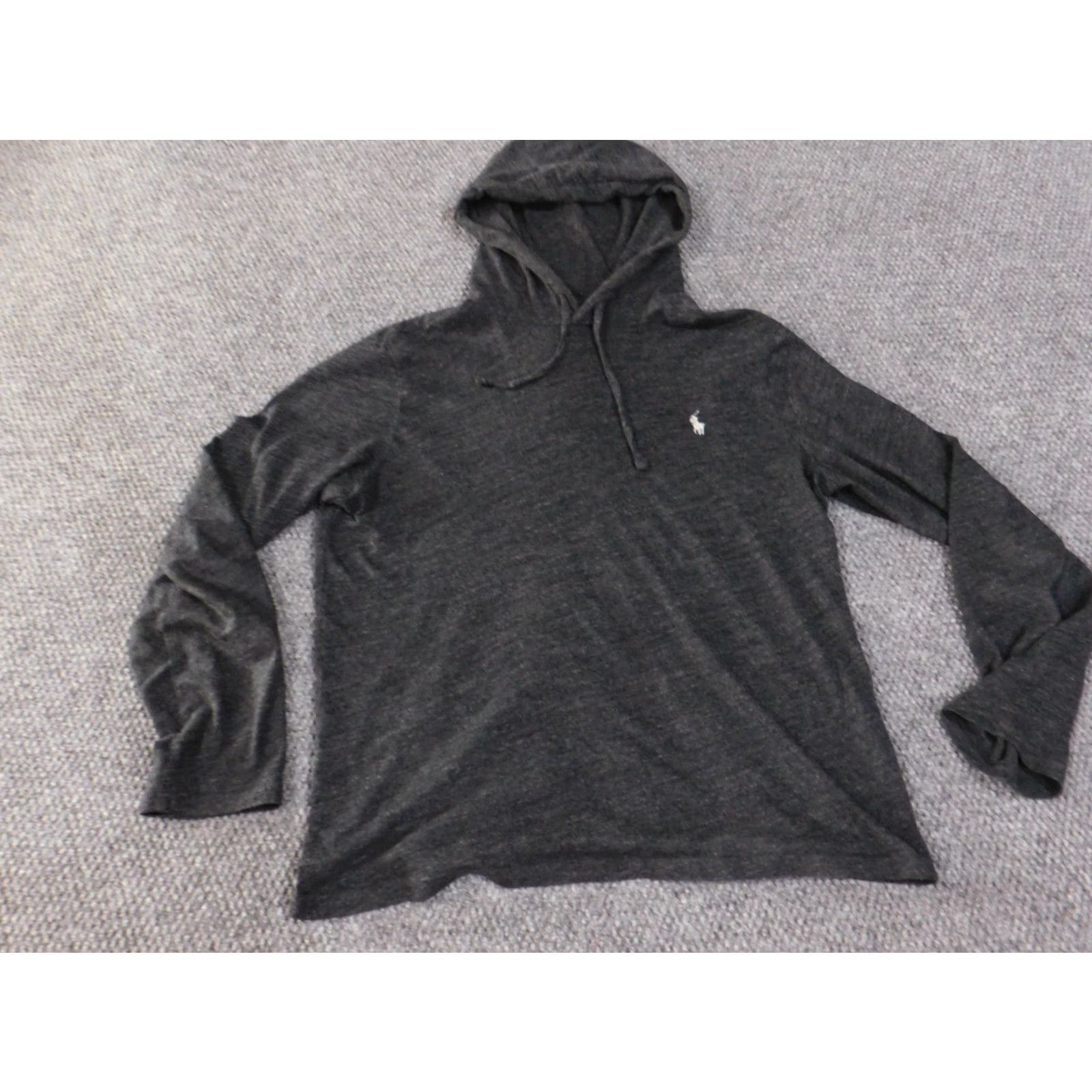 Polo Ralph Lauren Polo Ralph Lauren Hoodie Mens M Charcoal Gray Long Sleeve Crew Neck Lightweight Pullover Hooded Embroidered Logo Size US M / EU 48-50 / 2 - 2 Thumbnail