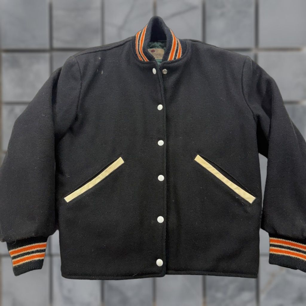 CO Vintage Standard Pennant Co Men S Wool Varsity Letterman Jacket Black Orange USA Size US S / EU 44-46 / 1 - 1 Thumbnail