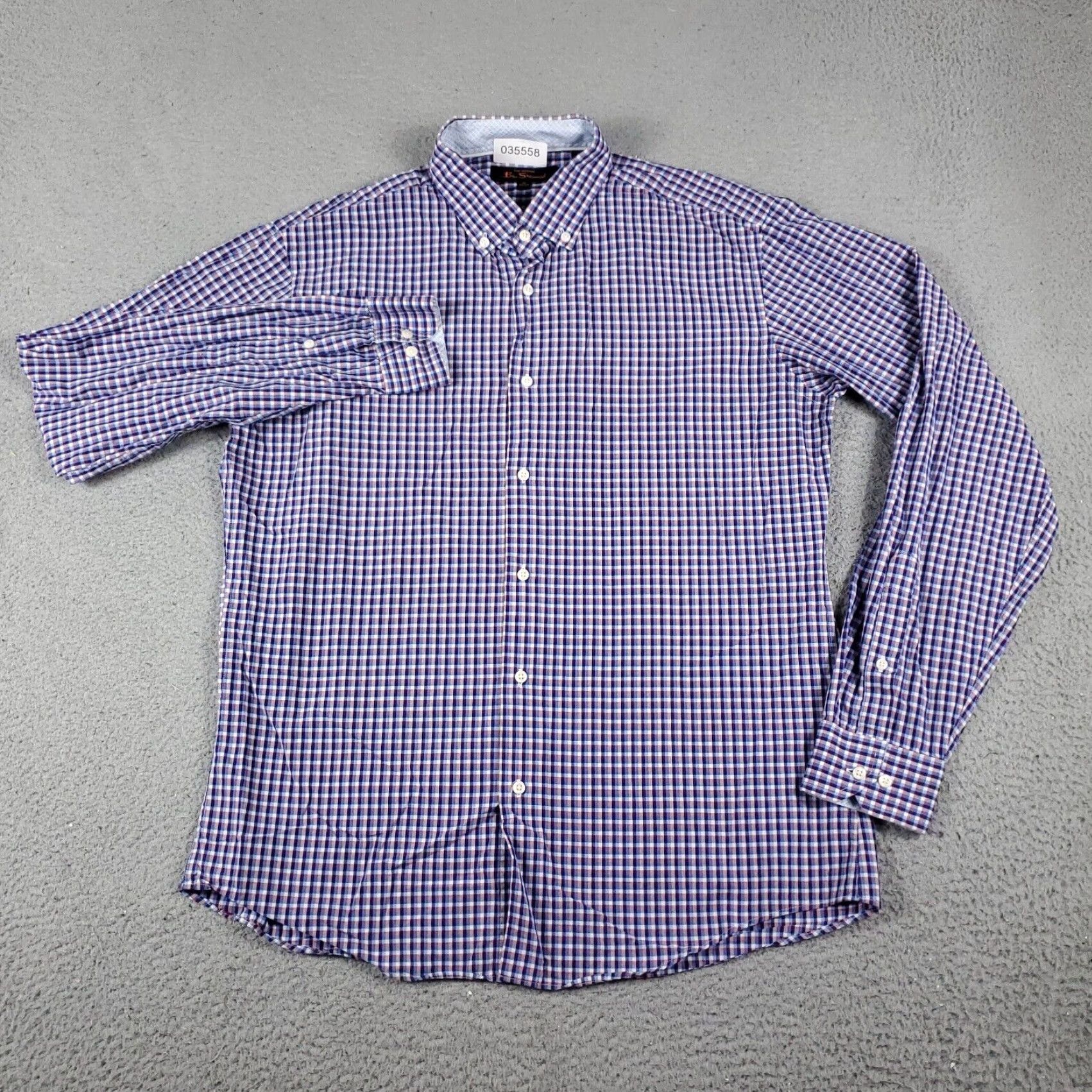 Ben Sherman Ben Sherman Shirt Mens Large Blue Purple Check Button Up Long Sleeve Size US L / EU 52-54 / 3 - 2 Thumbnail