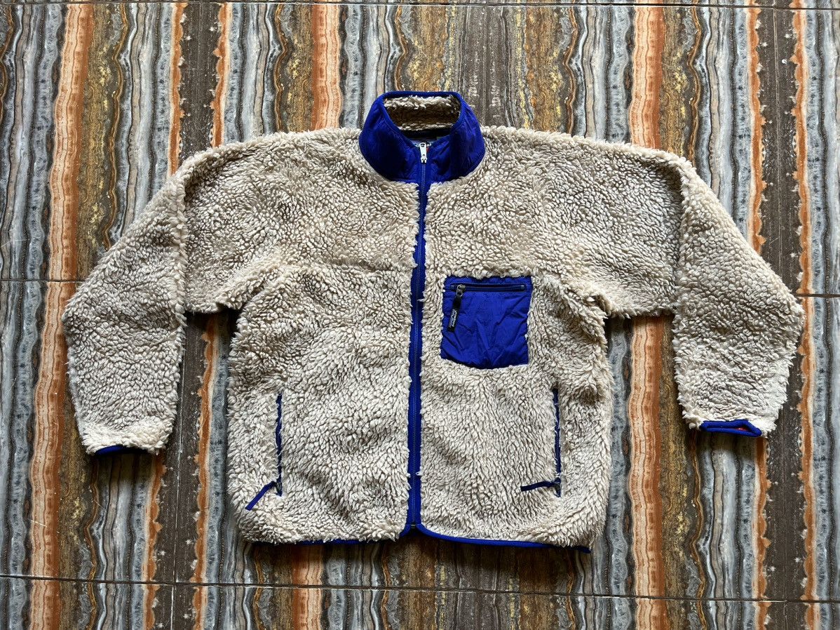 Image of Vintage Patagonia Deep Pile Retro X Fleece Jacket in White, Men's (Size Large)