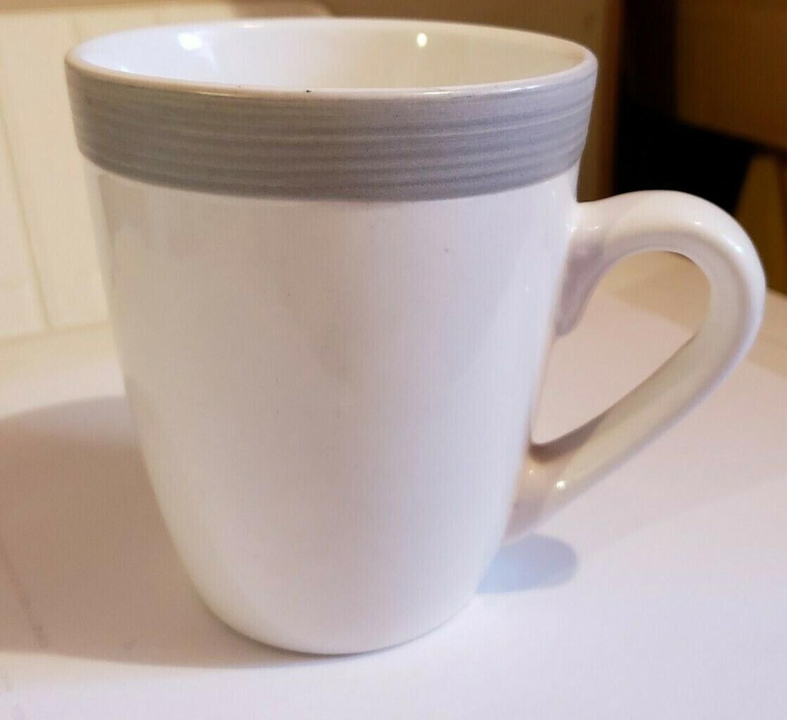 Other (Set of 4) Home Stoneware Mugs Ivory With Gray Trim. Size ONE SIZE - 3 Thumbnail