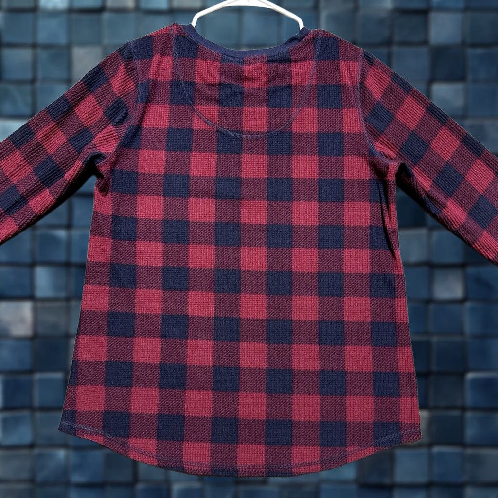 Nautica Nautica Shirt Womens Medium Red Plaid Henley Thermal Knit Casual EUC Size M / US 6-8 / IT 42-44 - 1 Thumbnail