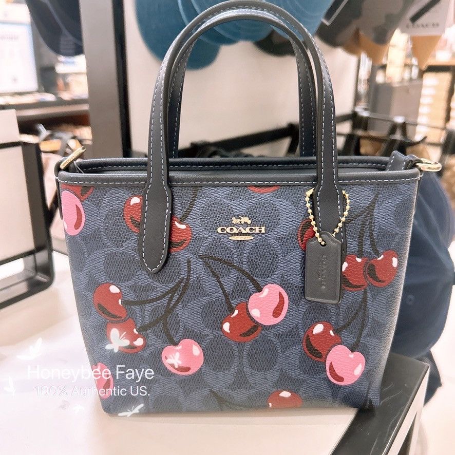 Coach 🍒 City Mini Tote Bag In Signature Canvas With Cherry CY737 Size ONE SIZE - 3 Thumbnail