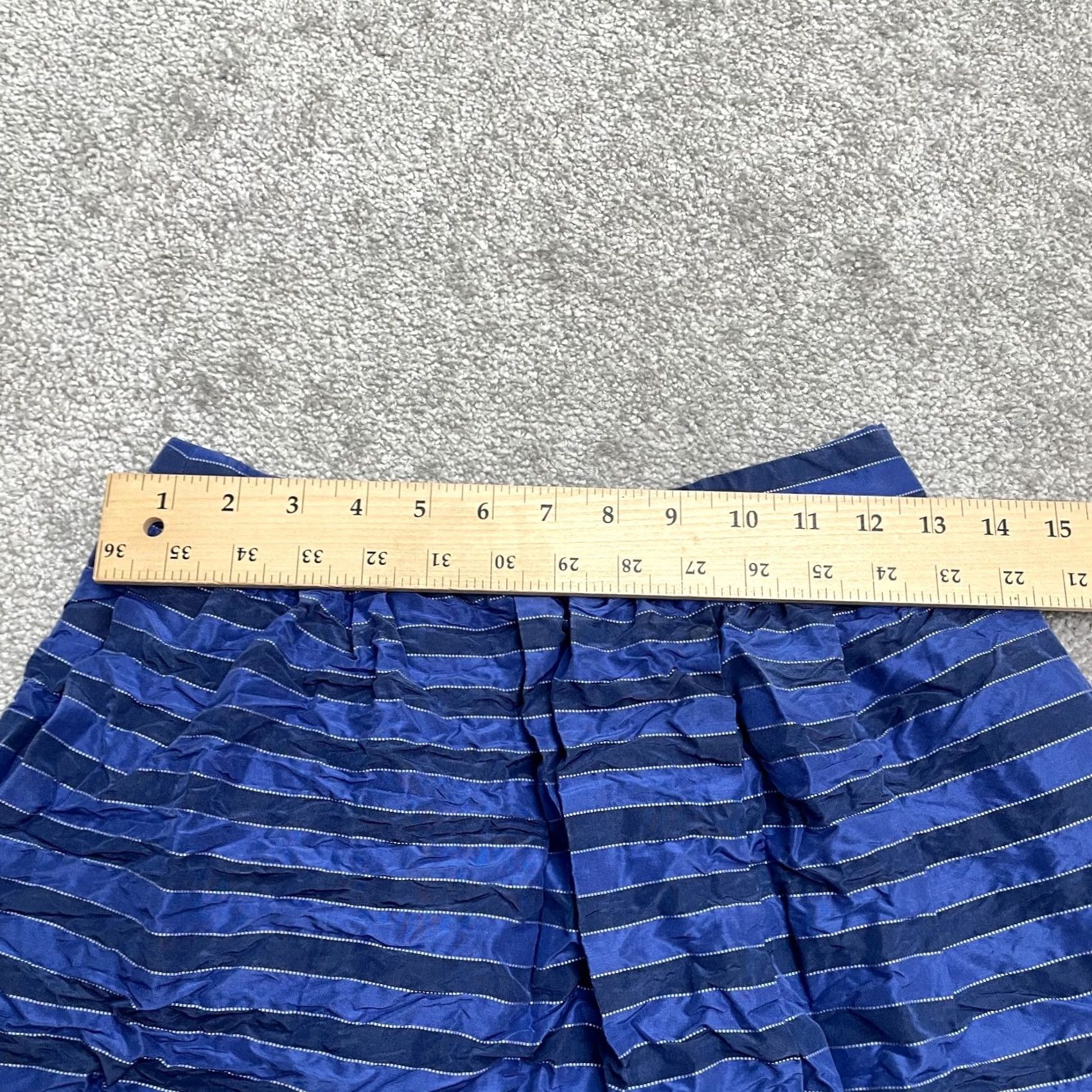 J.Crew J.CREW Blue Striped A-Line Skirt Womens 00 Knee Length Lined Pockets Silk Blend Size 24" / US 00 / IT 34 - 6 Thumbnail