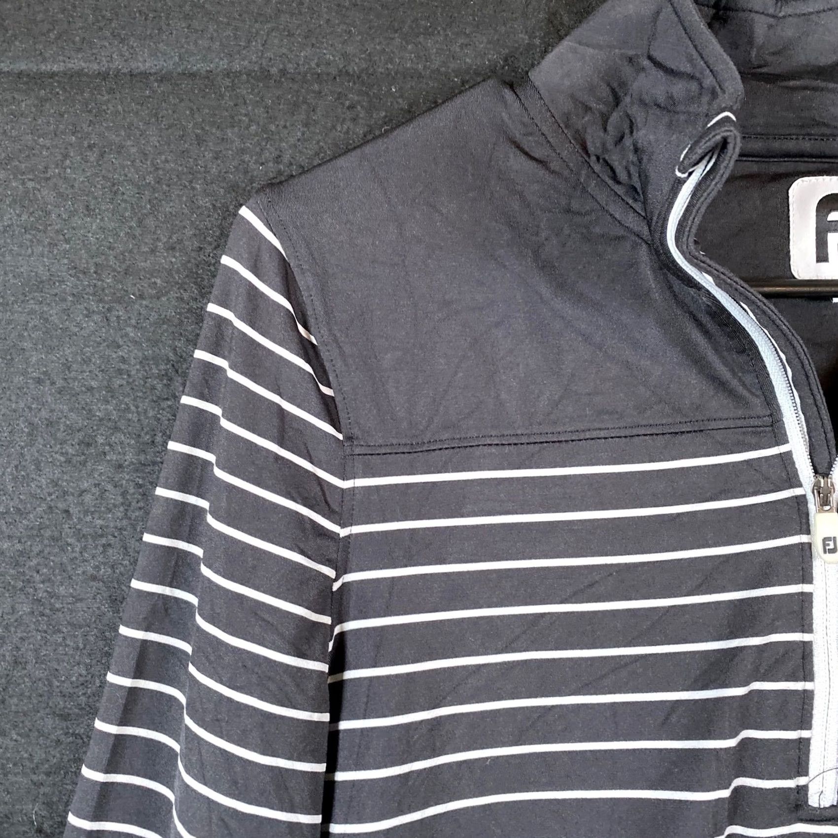 Footjoy FootJoy Womens Jacket Black White Stripe 1/4 Zip Nylon Blend Stretch Medium Size M / US 6-8 / IT 42-44 - 3 Thumbnail