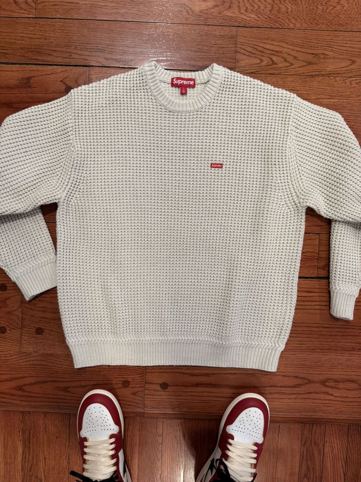 Supreme Supreme Waffle Small Box Logo Sweater Stone Large Cream 