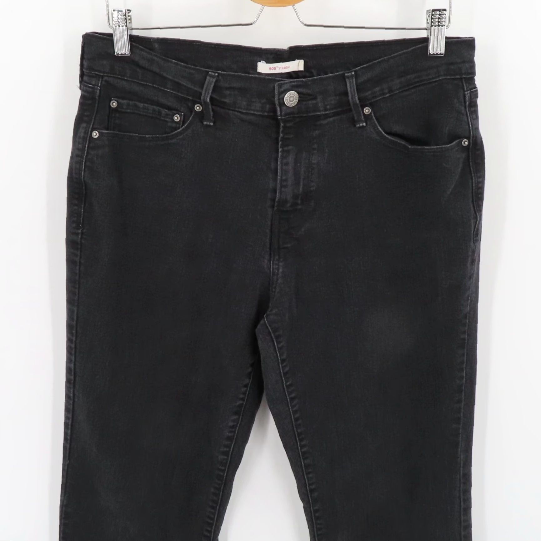 Levi's Levi's 505 Straight Jeans Women Black Denim Cotton Blend Pockets W31 L32 Regular Button Zip 5-Pocket Design Vintage No Size 24" / US 00 / IT 34 - 2 Thumbnail