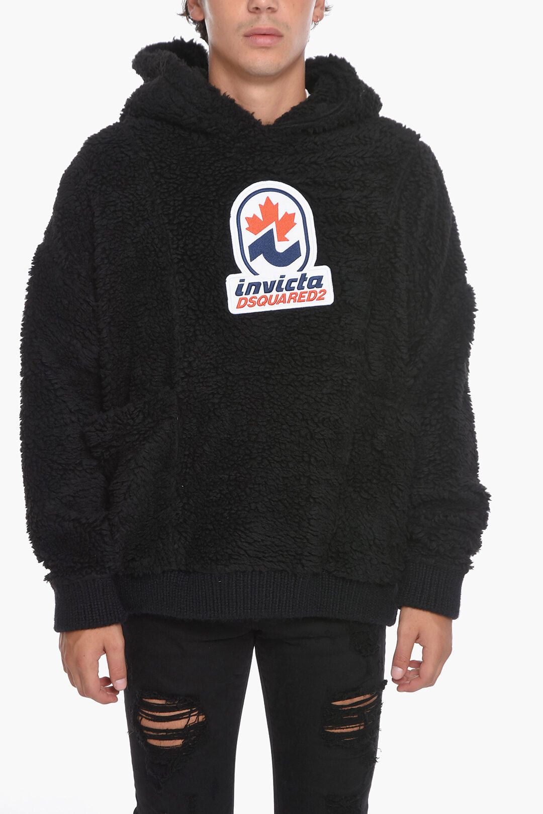 Dsquared2 INVICTA Hooded Teddy Sweatshirt with Patch Logo Size US XL / EU 56 / 4 - 1 Thumbnail