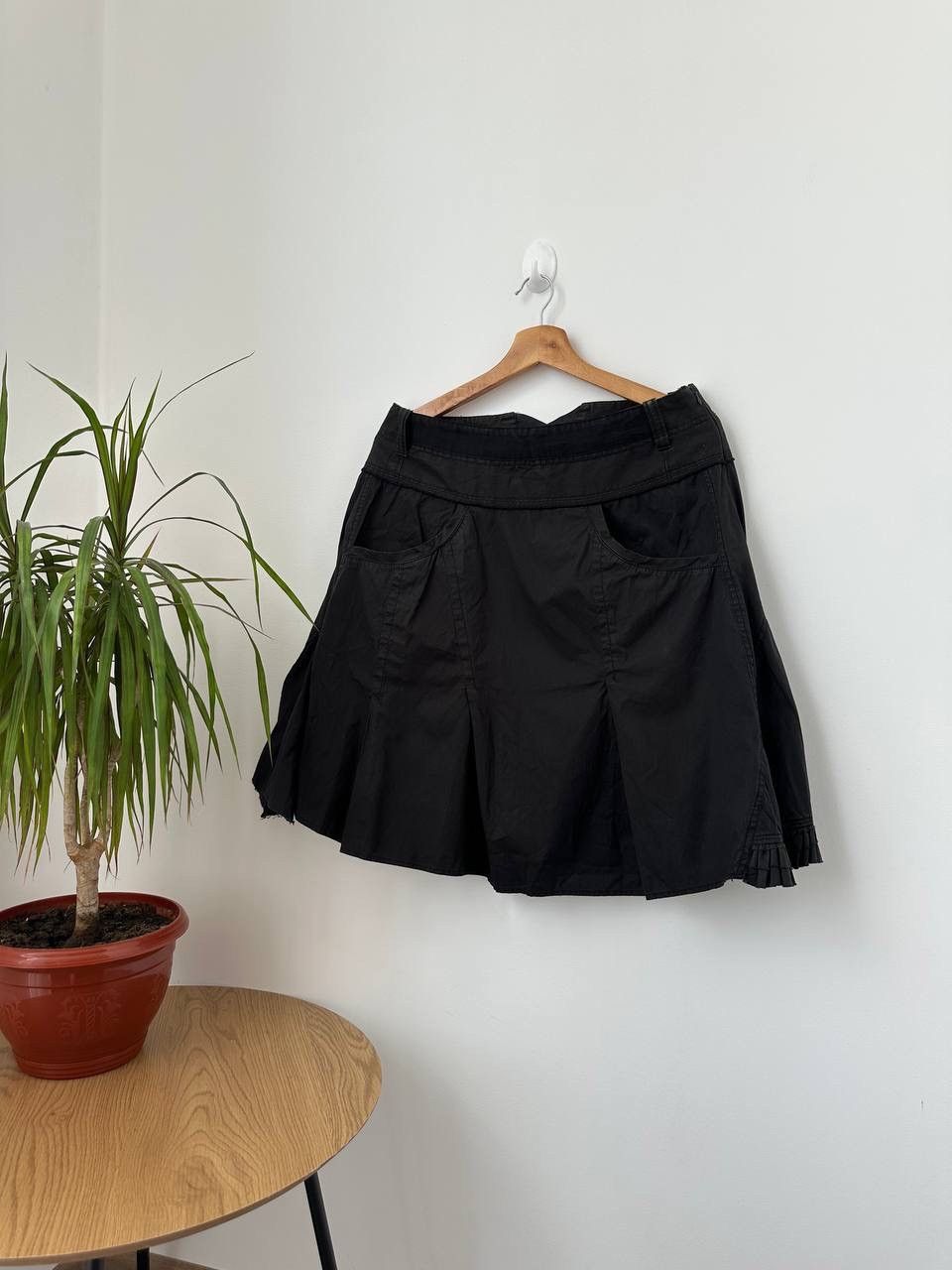 Japanese Brand × Vintage Vintage IKKS Womens Black Avant Garde Cargo Black Mini Skirt Size 30" / US 8 / IT 44 - 2 Thumbnail