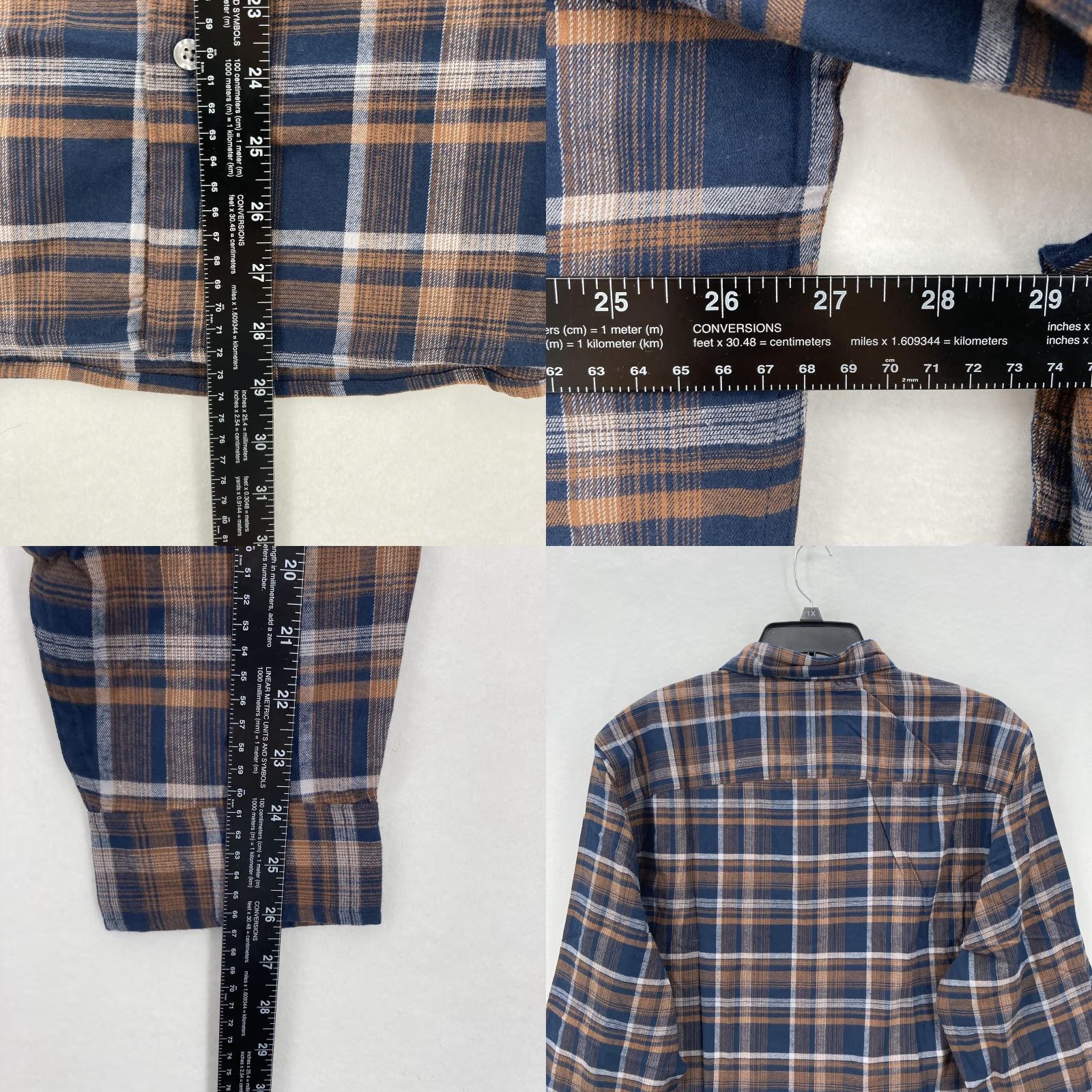 Apt. 9 APT 9 Shirt Mens 2XL Blue Brown Plaid Flannel Long Sleeve Button Up Stretch NWT Size US XXL / EU 58 / 5 - 8 Thumbnail
