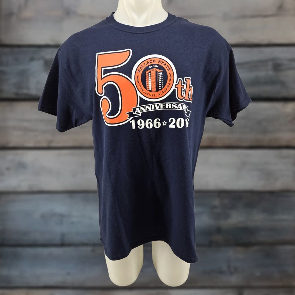 Gildan VINTAGE Wallace State Community College AL 50 anniversary Shirt Mens L Blue Gildan Ultra Cotton T-Shirt Crew Neck Short Sleeve Men Size US L / EU 52-54 / 3 - 1 Thumbnail