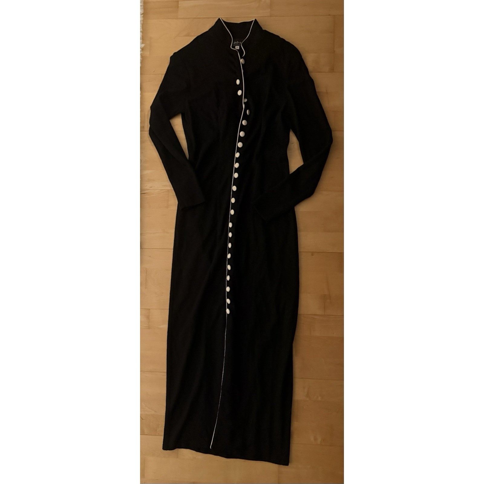 Vintage VTG ABS wool manderian collar white buttons maxi Long Sleeve Size M / US 6-8 / IT 42-44 - 1 Thumbnail