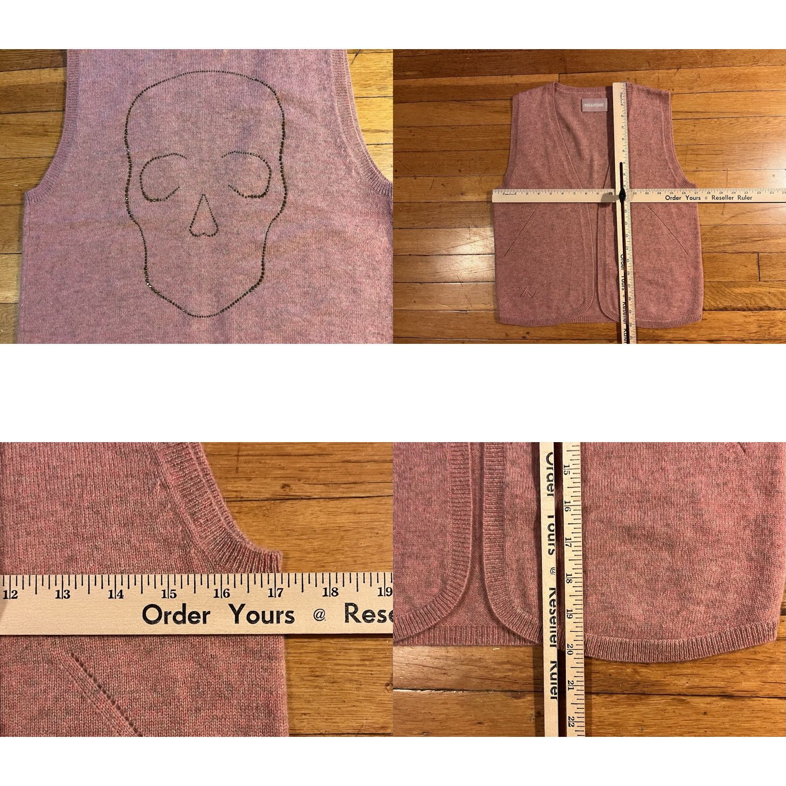Zadig & Voltaire Zadig & Voltaire Skull 100% Cashmere Sweater Vest Women’s M Pink Size M / US 6-8 / IT 42-44 - 8 Thumbnail