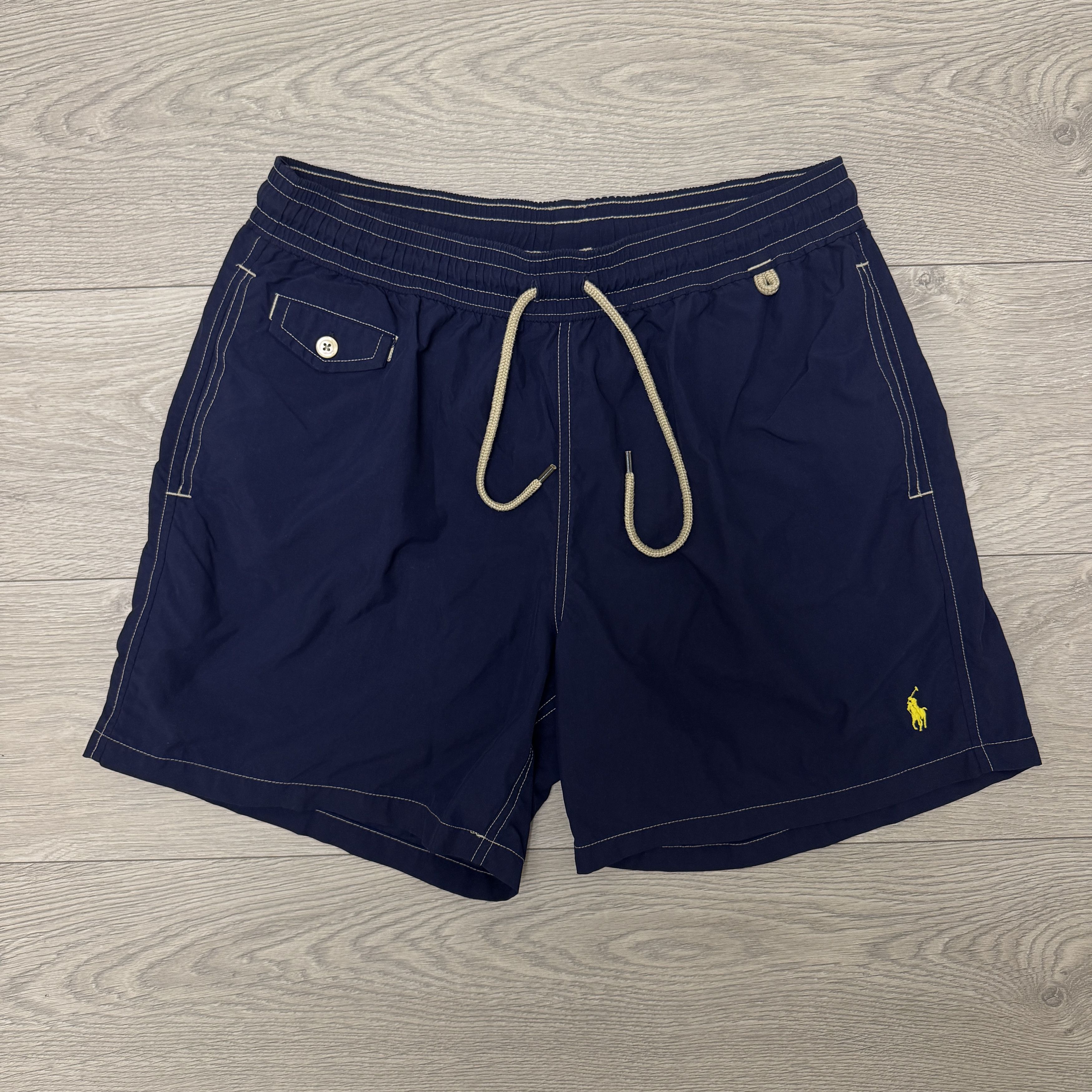 Polo Ralph Lauren Polo Ralph Lauren Nylon Swim Shorts Navy Yellow Logo Size US 32 / EU 48 - 2 Thumbnail
