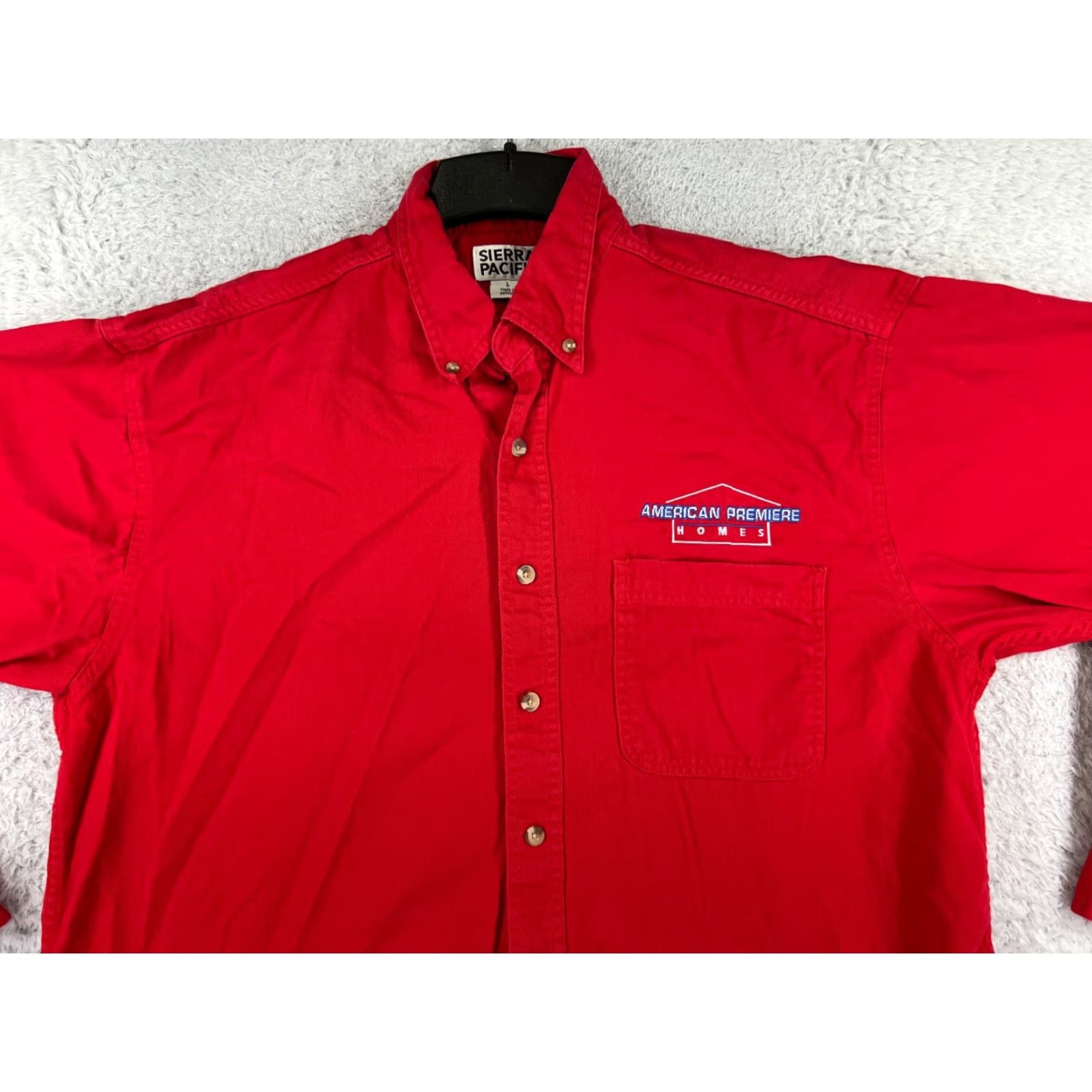 Vintage Sierra Pacific Shirt Mens Large Red Solid 100% Cotton Twill Long Sleeve Button-Up Shirt With Pocket Size US L / EU 52-54 / 3 - 7 Thumbnail