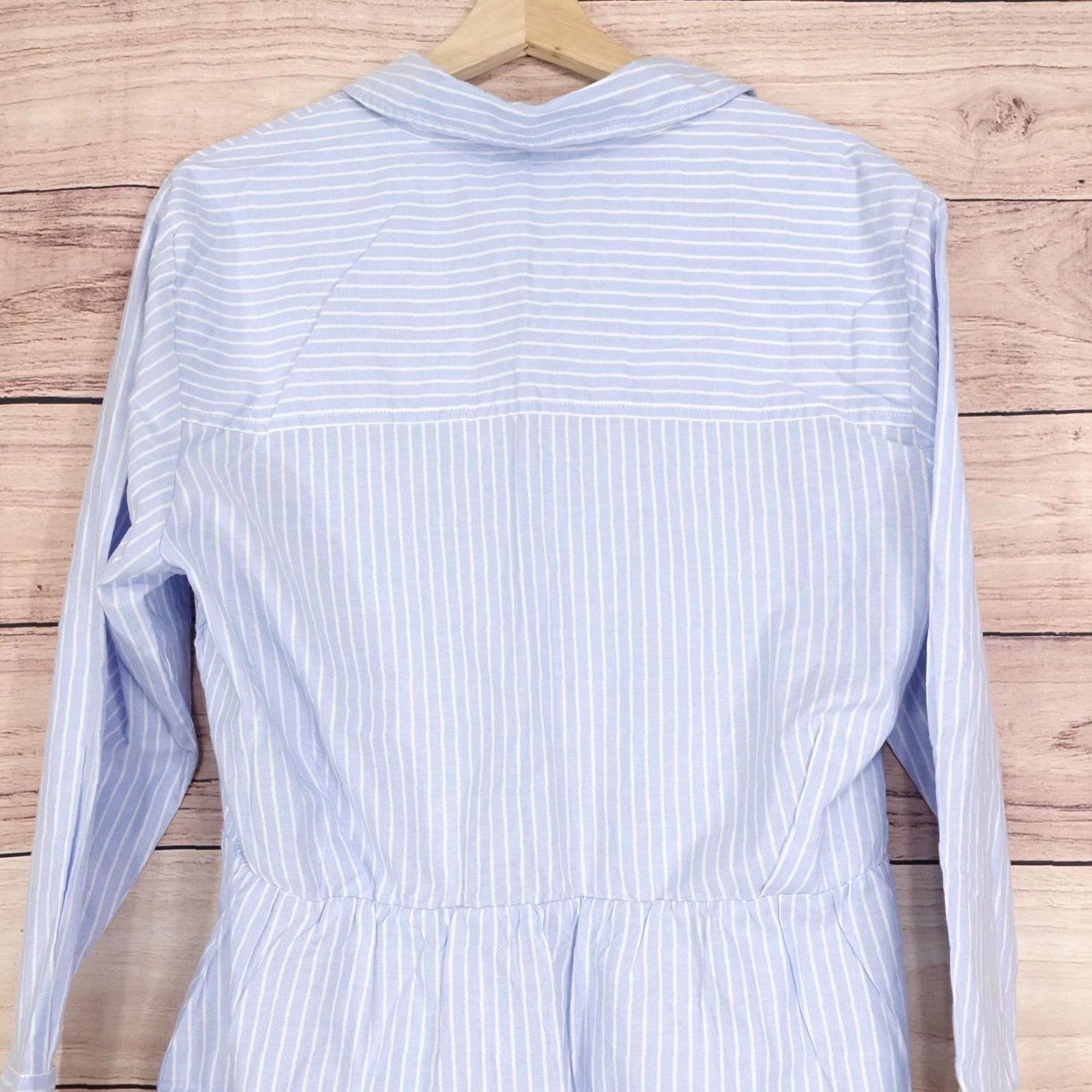 Abercrombie & Fitch VINTAGE? No. Abercrombie & Fitch Shirt Dress Womens LP Petite Blue Striped Dress Shirt Dress Size L / US 10 / IT 46 - 4 Thumbnail