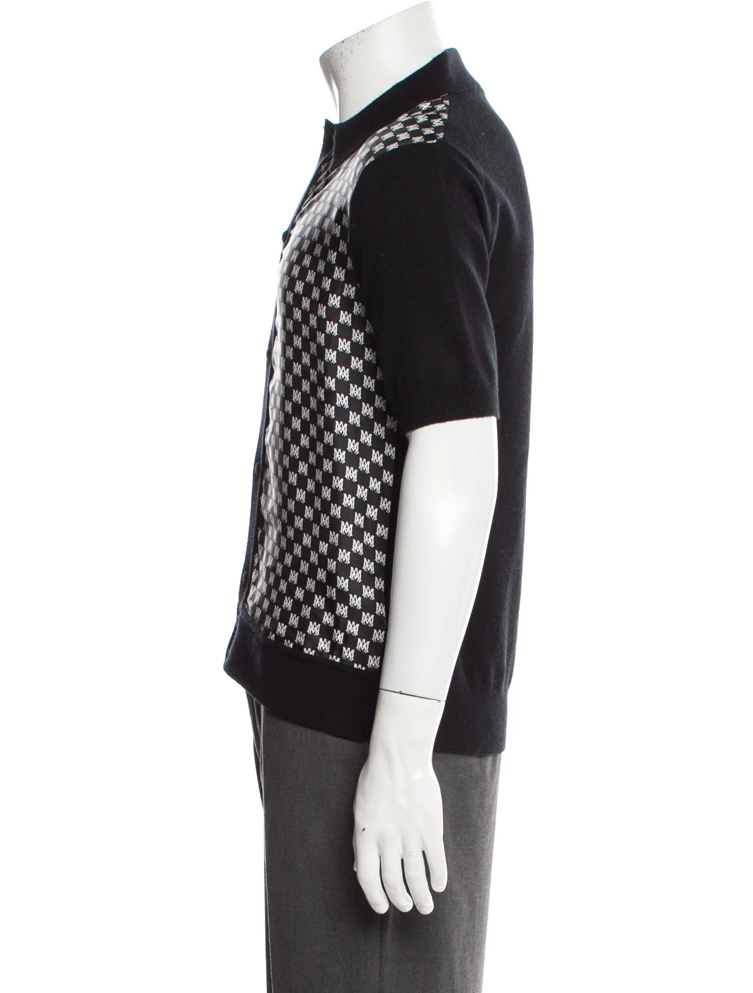 Amiri o1s1wg110525 Monogram Pattern Wool Shirt in Black/White Size US L / EU 52-54 / 3 - 2 Thumbnail