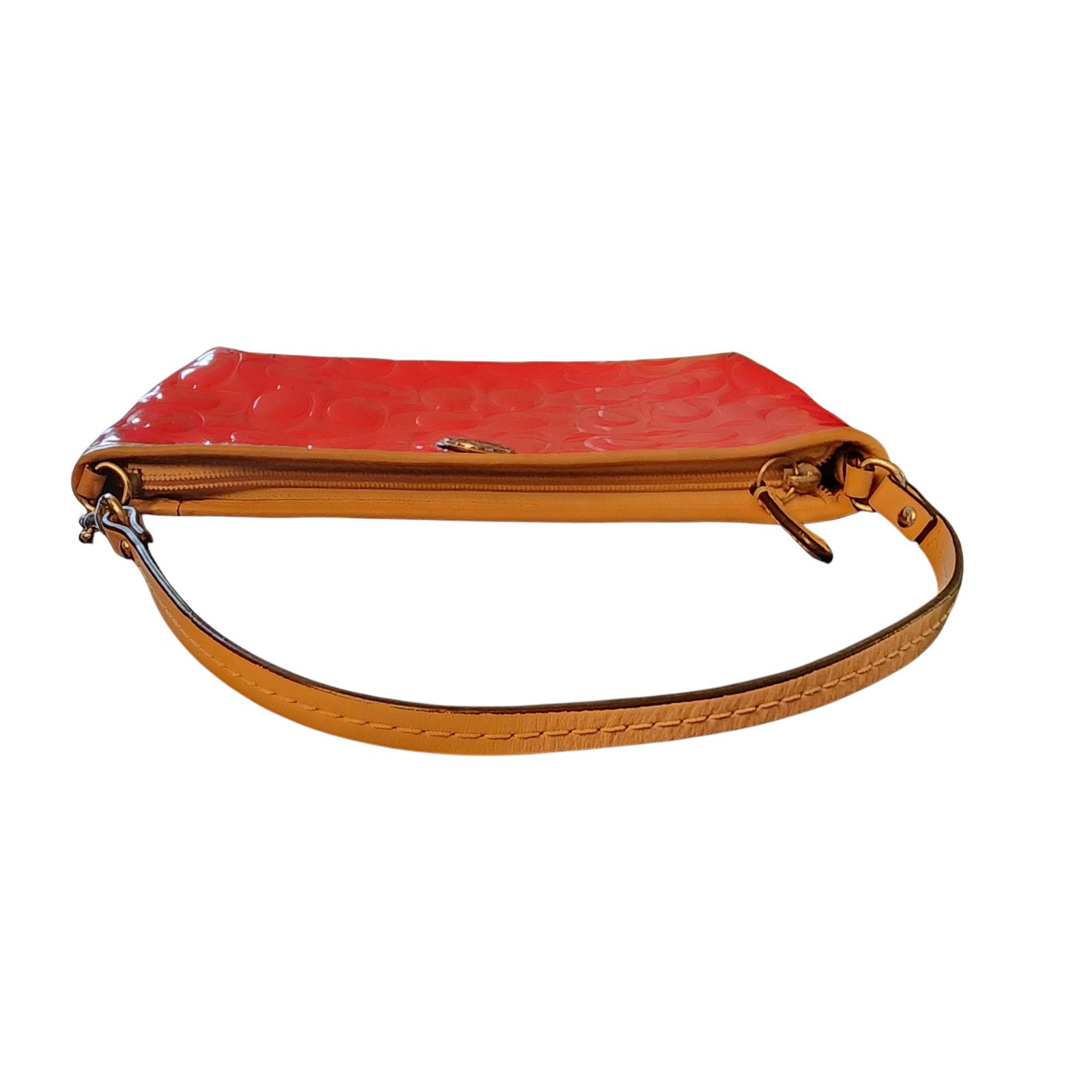 Coach Coach Patent Leather Embossed Clutch Pouchette Wristlet Pink Size ONE SIZE - 4 Thumbnail