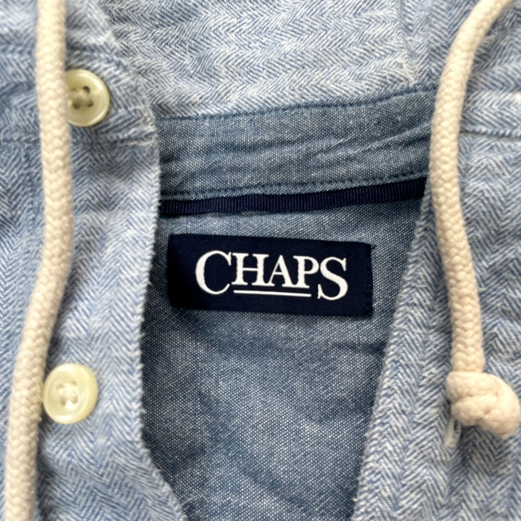 Chaps Womens Chaps Hoodie - Long Sleeve Blue Herringbone Cotton Activewear Size L / US 10 / IT 46 - 3 Thumbnail