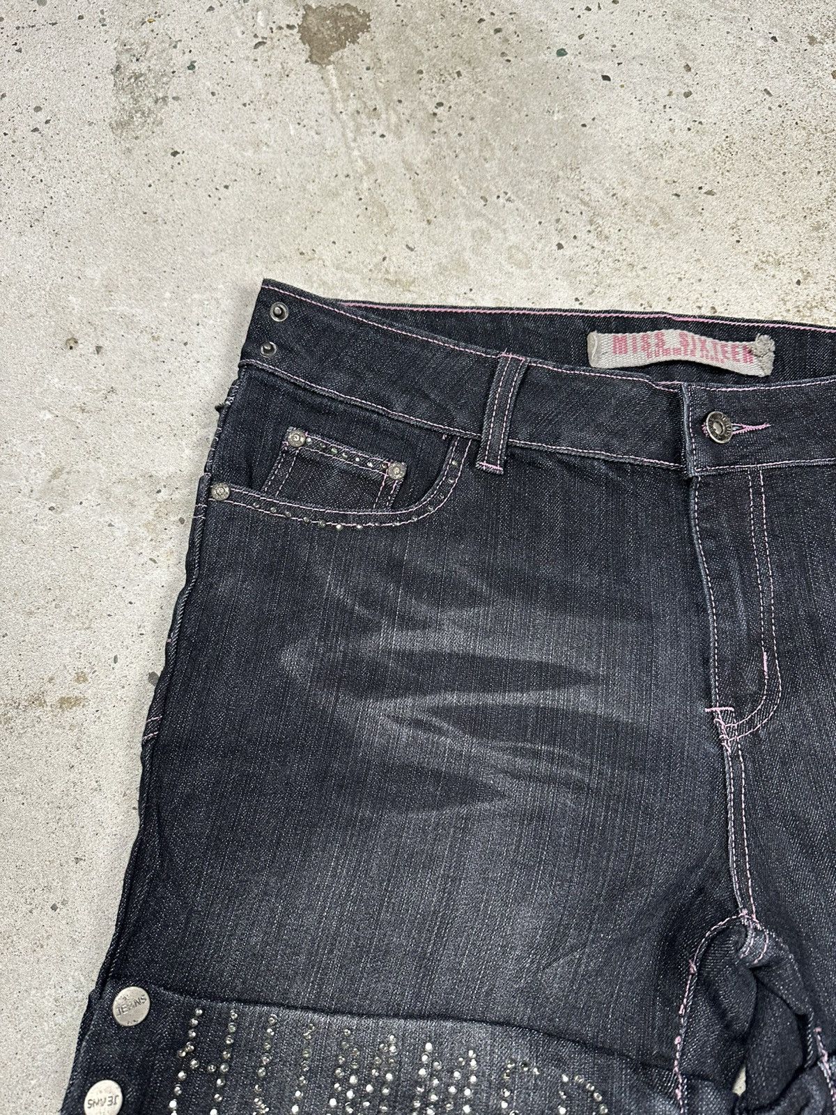 If Six Was Nine Vintage Y2K Baggy Rhinestones Jeans Denim Jorts Shorts Size US 34 / EU 50 - 8 Thumbnail