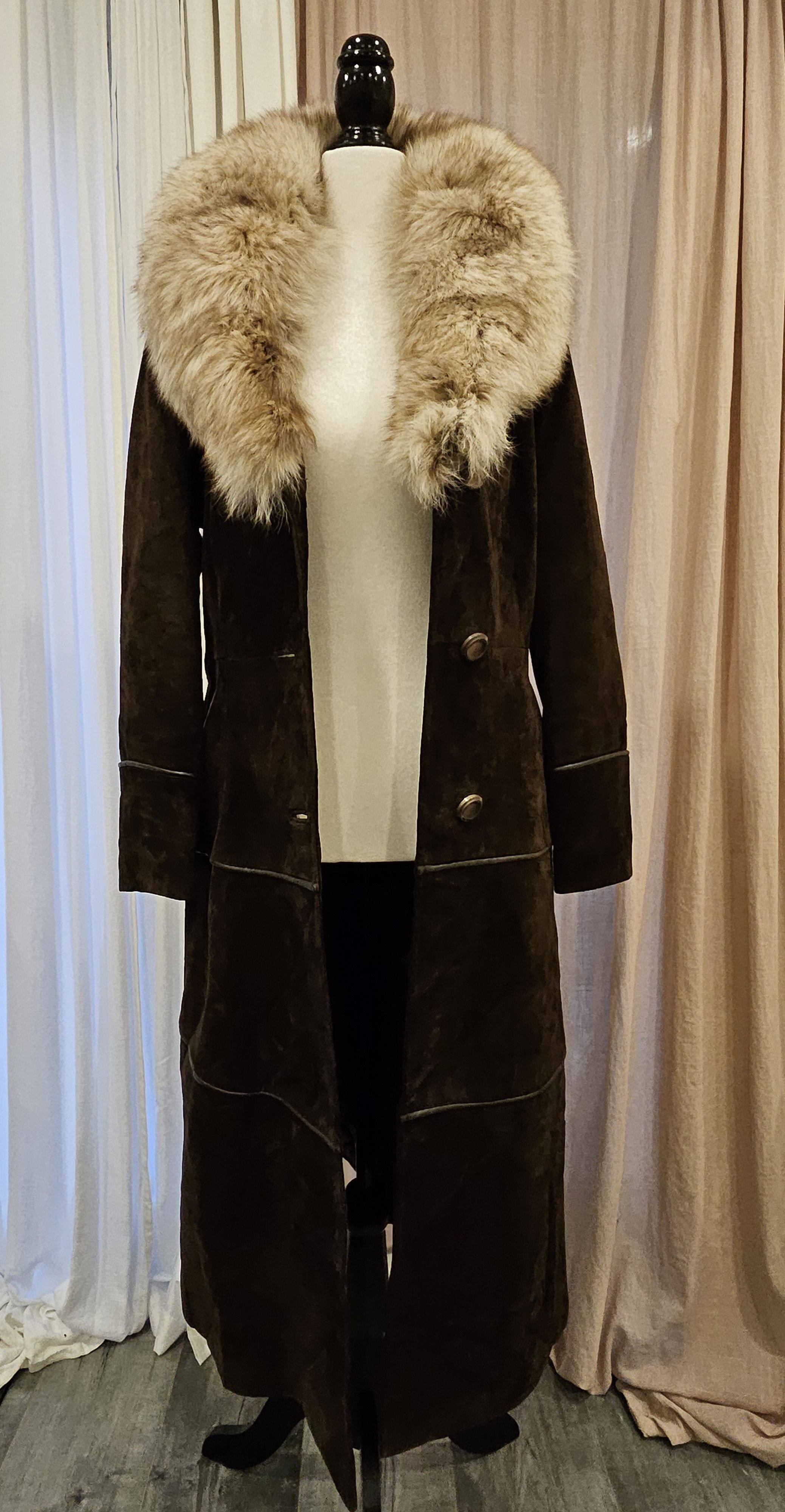 Vintage Vintage Suede Leather Fit-Flare Boho Princess Real Fur Coat Size M / US 6-8 / IT 42-44 - 15 Thumbnail