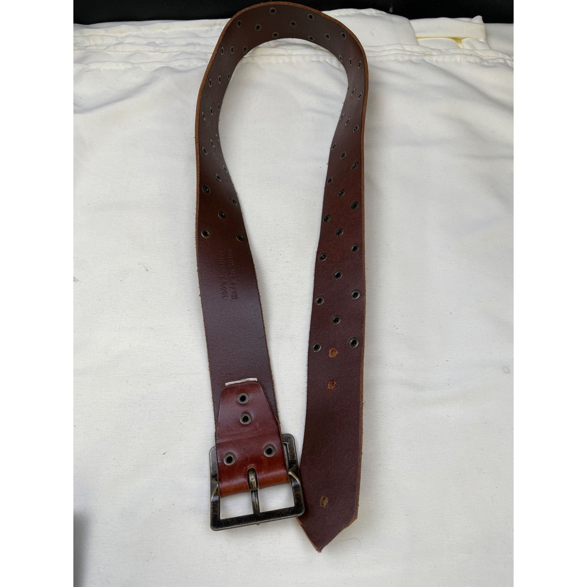 Other Vintage Womens Brown Leather Belt with Copper Studs Size S S Size ONE SIZE - 2 Thumbnail