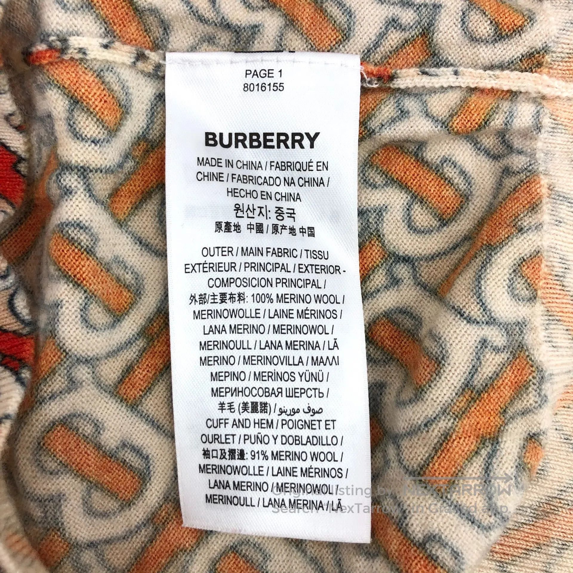Burberry Burberry Color-block Tb letter full-print wool round-neck Size US M / EU 48-50 / 2 - 7 Thumbnail