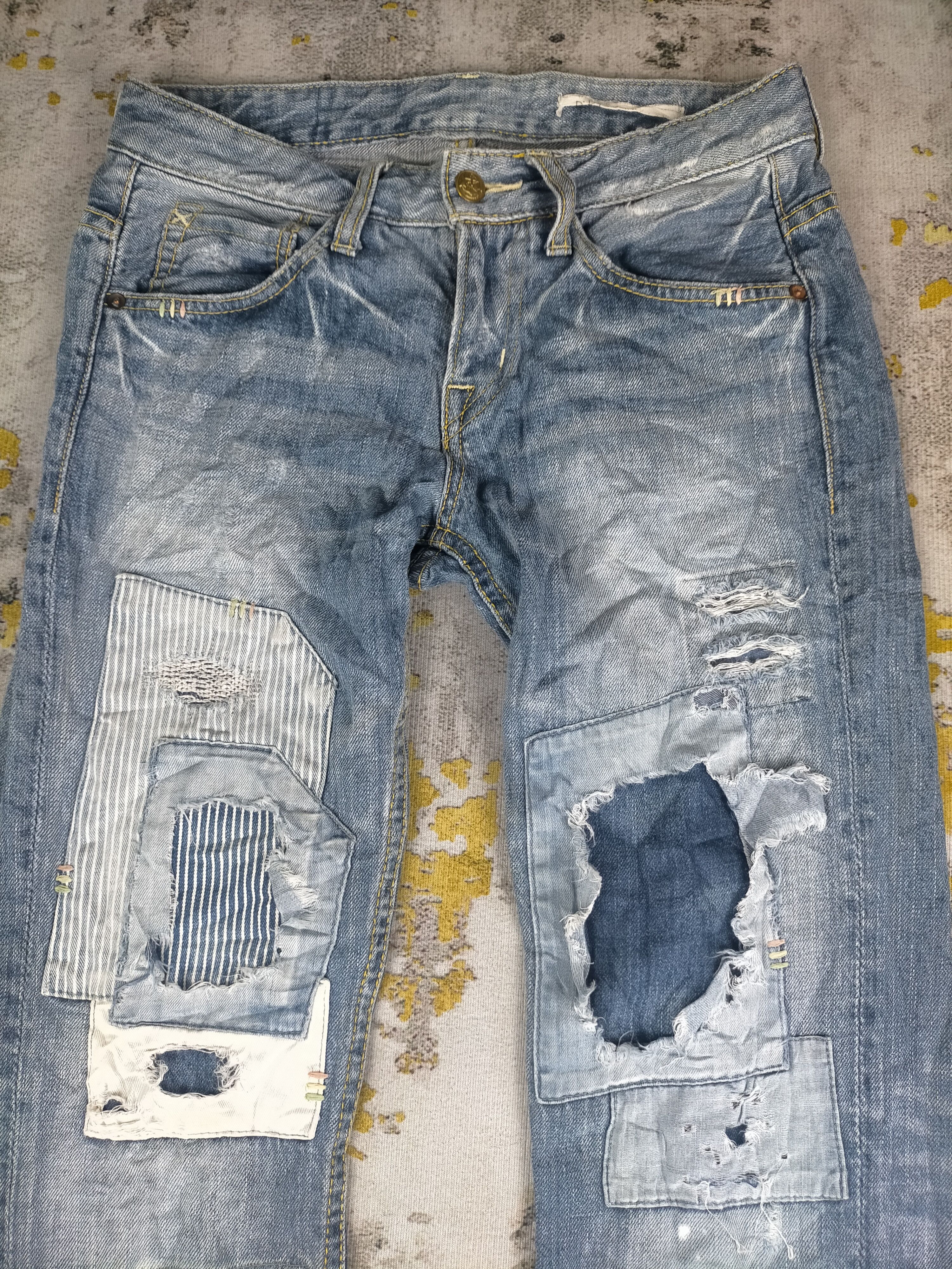 Seditionaries 🔥90s Distressed Trashed Shashiko Jeans Size US 29 - 2 Thumbnail