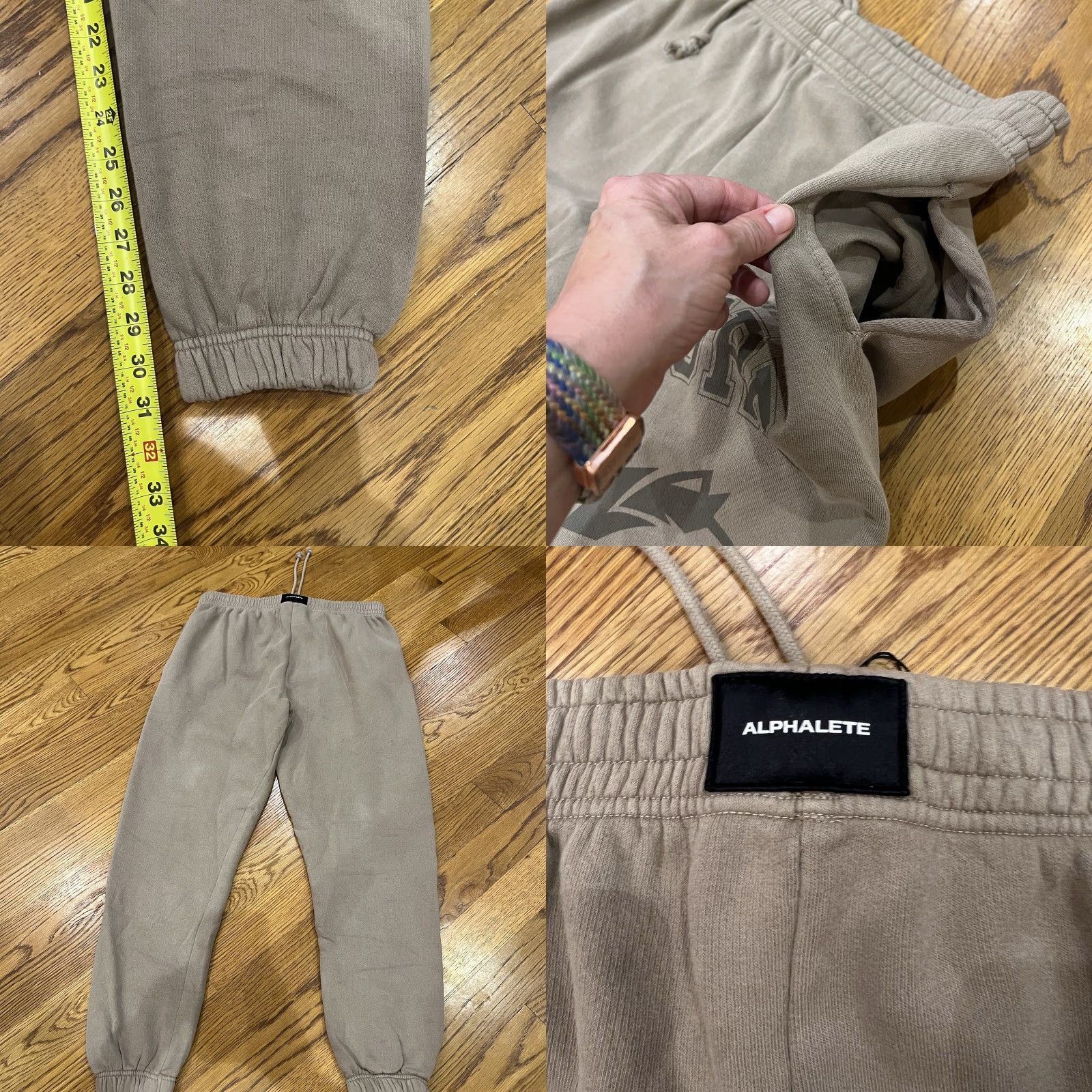 Vintage ALPHALETE Joggers XL Beige Solid Activewear Men Tapered Athleisure Size US 36 / EU 52 - 8 Thumbnail