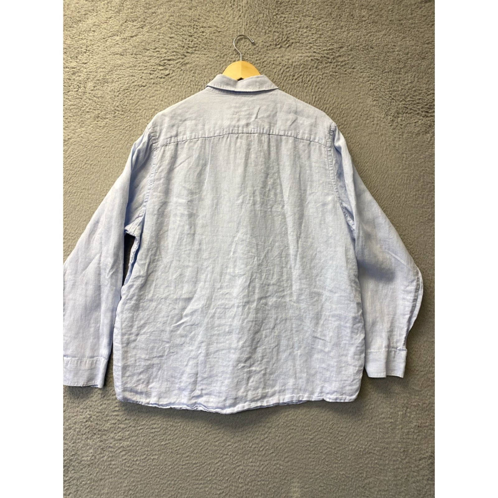 Tasso Elba TASSO ELBA Men's Button-Up Linen Shirt XXL Light Blue Solid Long Sleeve Spread Collar Winter Size US XXL / EU 58 / 5 - 7 Thumbnail
