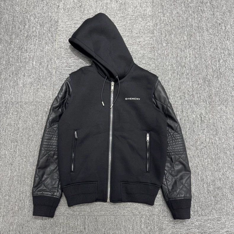Givenchy Givenchy Black Space Cotton and Leather Sleeve Zip-up Jack Size US XL / EU 56 / 4 - 1 Thumbnail