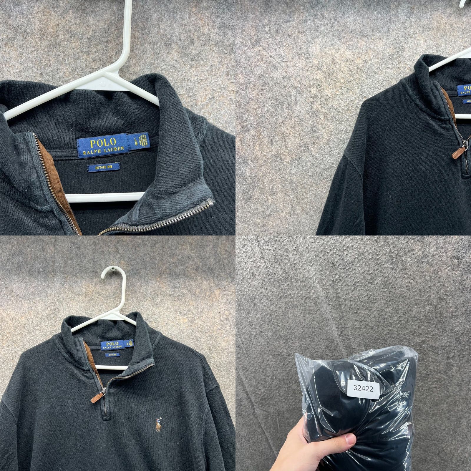Ralph Lauren VINTAGE Ralph Lauren Pullover Men Large Black Quarter Zip Pony Estate Sweatshirt Size US L / EU 52-54 / 3 - 8 Thumbnail