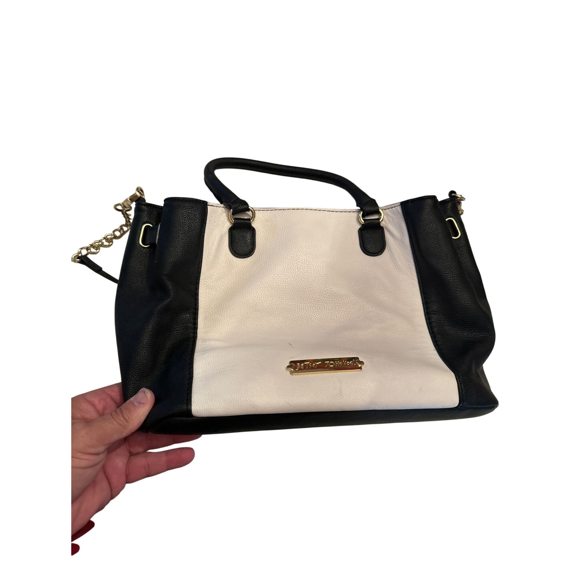 Betsey Johnson Betsey Johnson Womens Black & Beige Heart Quilted Handbag cl Size ONE SIZE - 8 Thumbnail