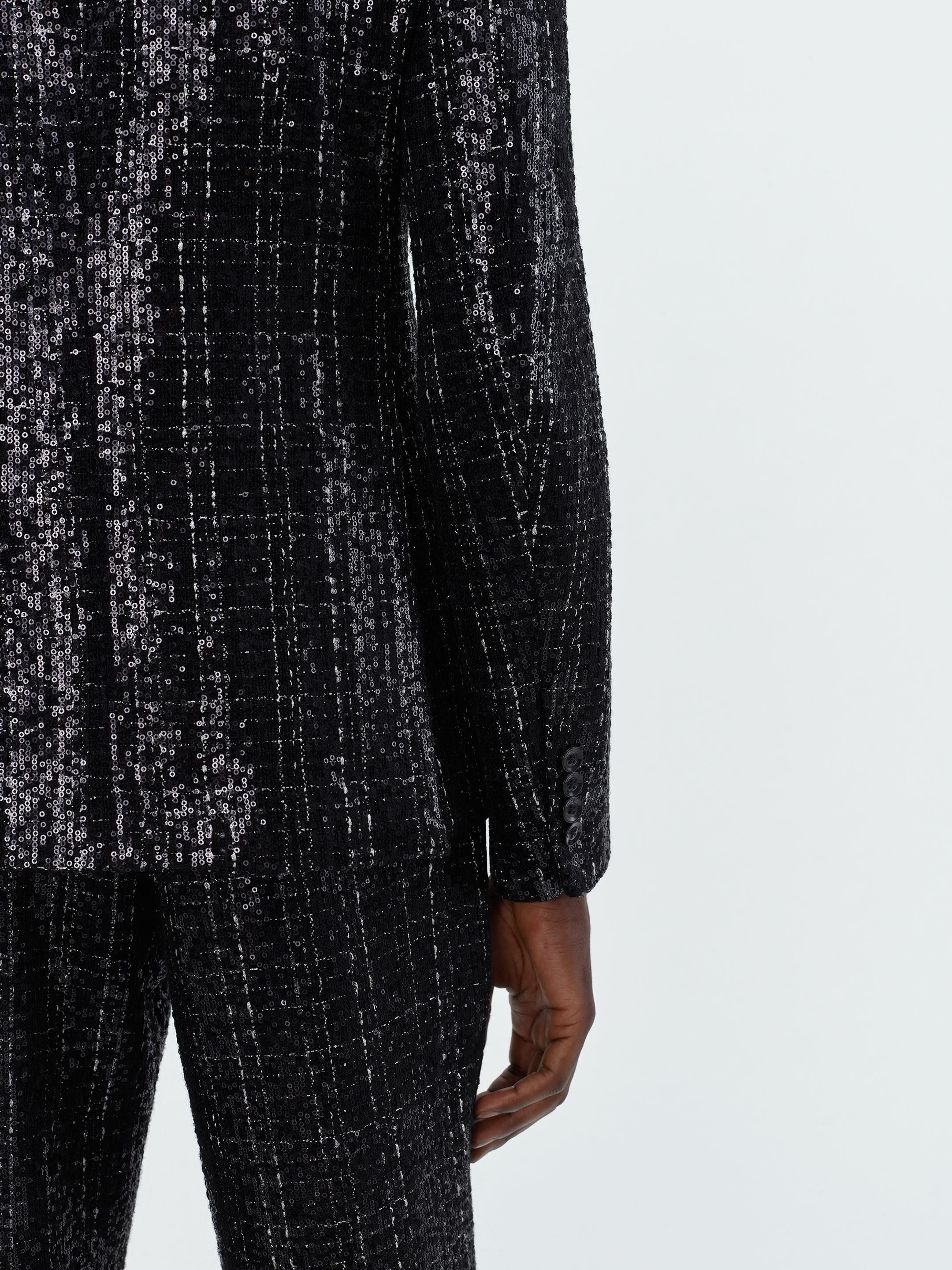 Amiri o1s1wg110525 Sequin Boucle Double-Breasted Blazer in Black Size US M / EU 48-50 / 2 - 7 Thumbnail