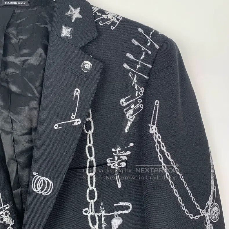 Alexander McQueen Alexander Mcqueen Pin chain jacquard lapel black wool blen Size 46R - 3 Thumbnail