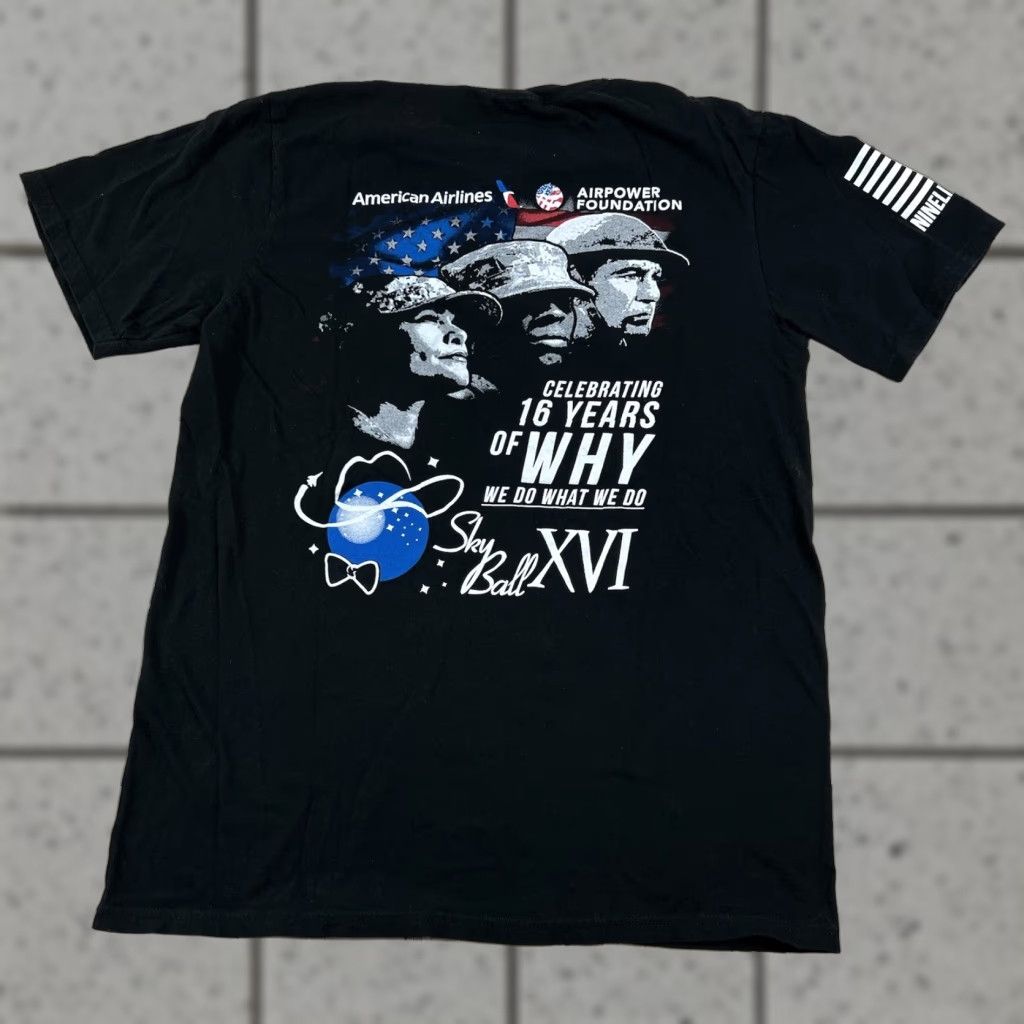 Vintage Nine Line Apparel T-Shirt Black Military Sky Ball Air Power Foundation Medium Men M Size US M / EU 48-50 / 2 - 1 Thumbnail