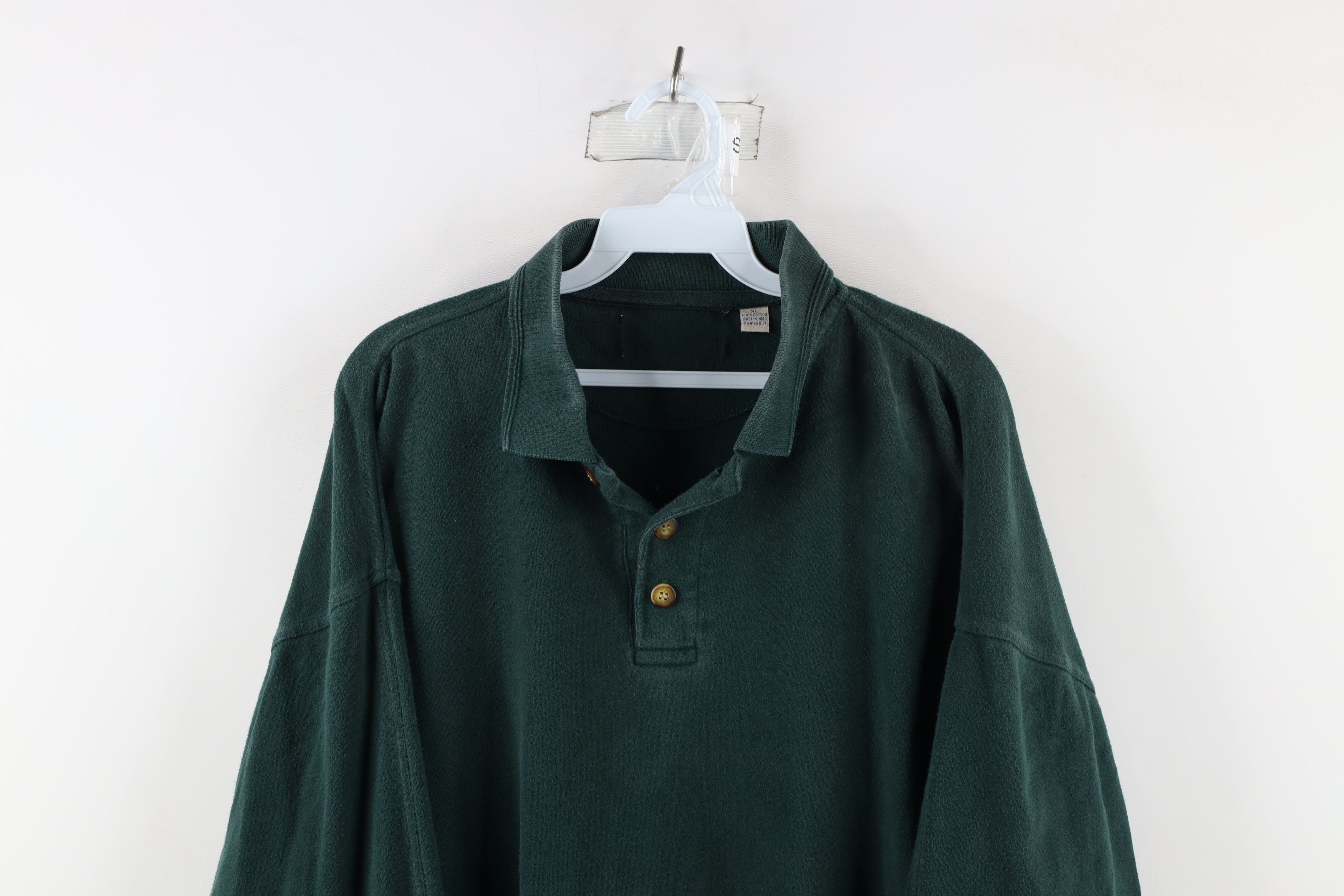 Vintage Vintage 90s Streetwear Long Sleeve Rugby Polo Shirt Green Size US XL / EU 56 / 4 - 2 Thumbnail