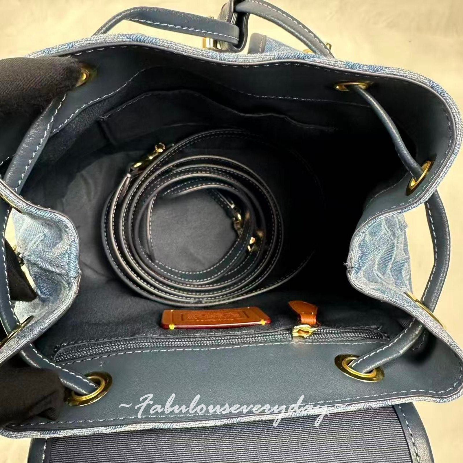 Coach Coach Hadley Backpack In Signature Denim Gold/Indigo Size ONE SIZE - 9 Thumbnail