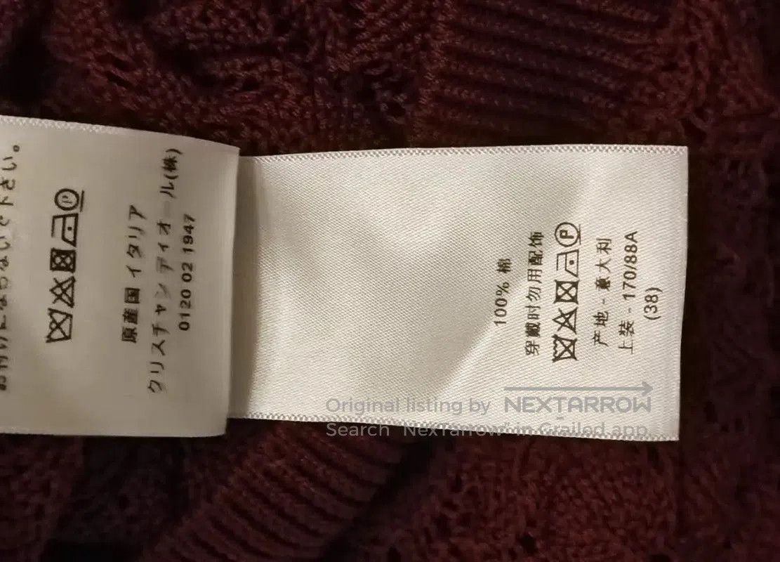 Dior Wine Red Long Sleeve Crochet Sweater .