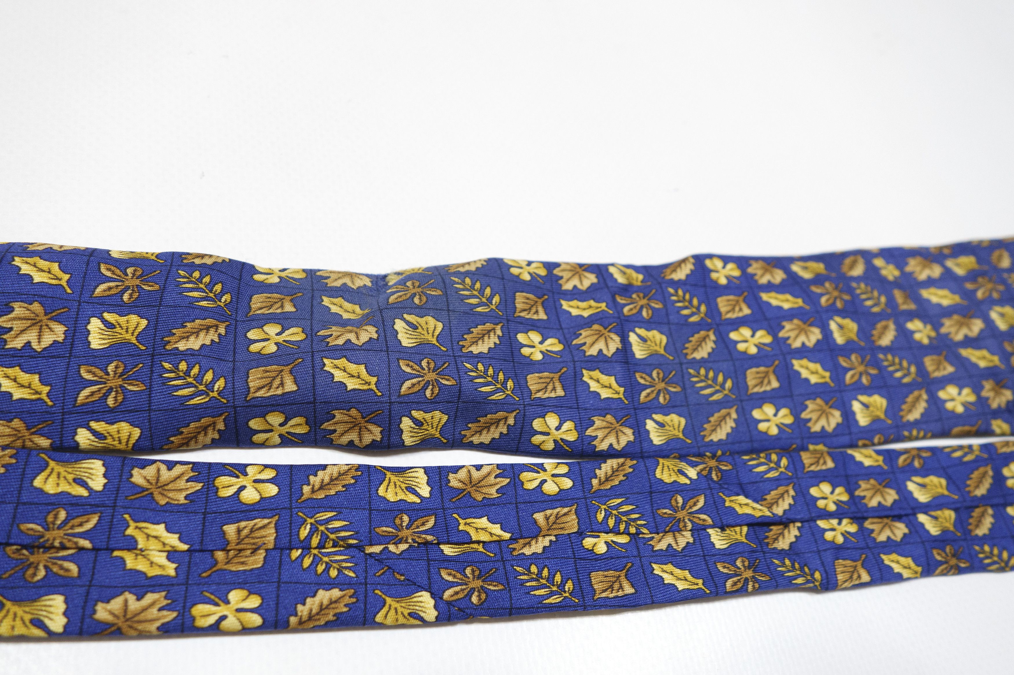 Hermes 90S Leaves Monogram Silk Tie Vintage Size ONE SIZE - 4 Thumbnail
