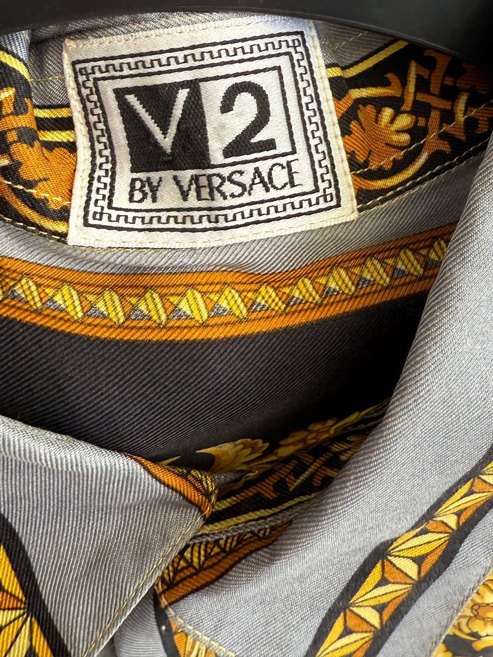 Versace V2 by Gianni Versace – Baroque Men Long Sleeve Silk Shirt Size 42L - 6 Thumbnail