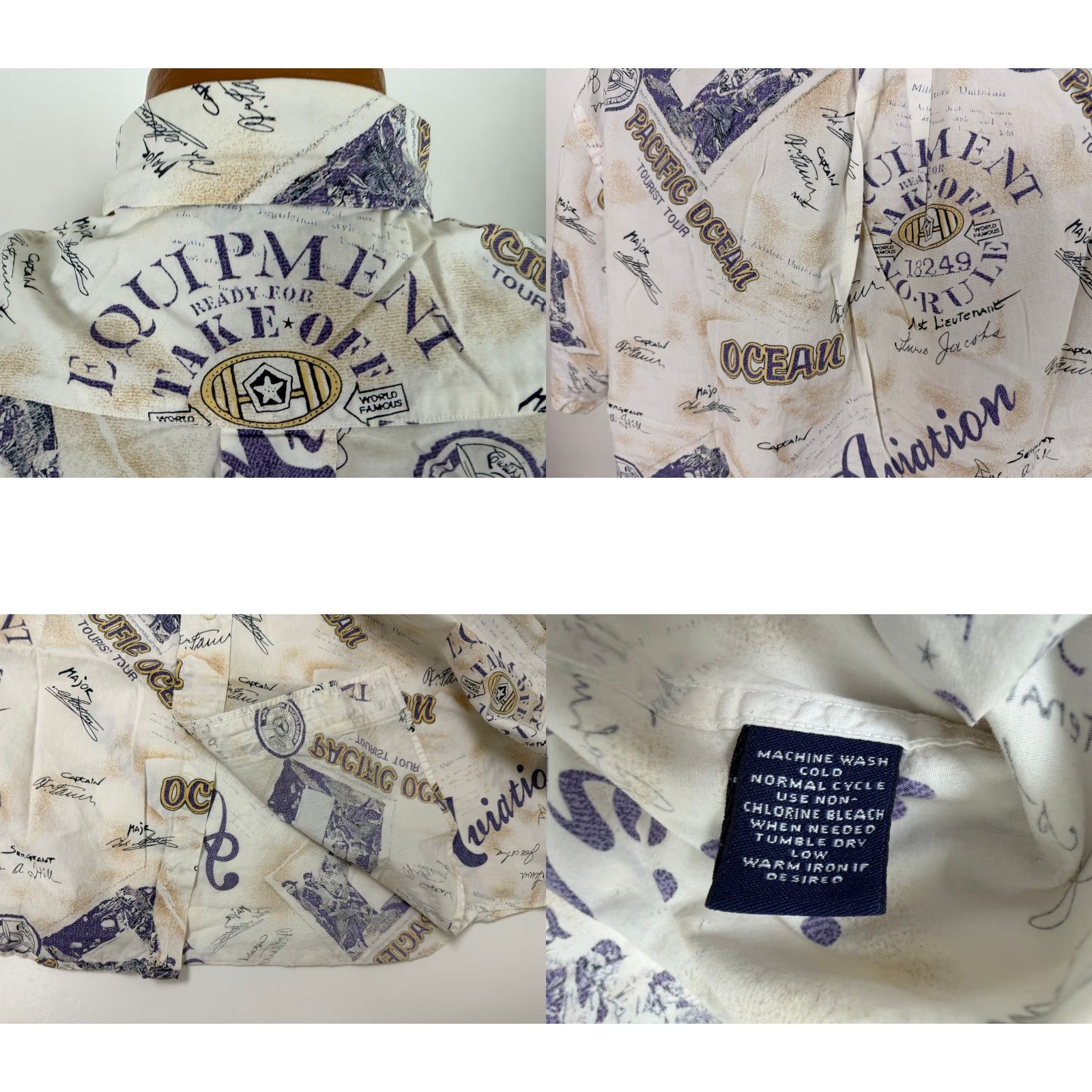 Roundtree & Yorke VINTAGE 90s Aviation Shirt Men Large Air Force Military Aircraft Pacific Ocean Size US L / EU 52-54 / 3 - 9 Thumbnail