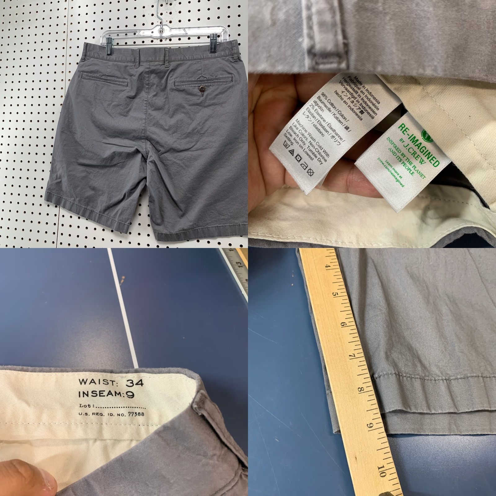 J.Crew J.CREW Chino Shorts Mens 34x9 Gray Preppy Casual Work School Shorts Size US 34 / EU 50 - 8 Thumbnail