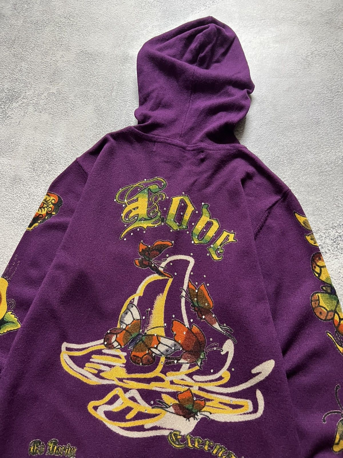 Christian Audigier × Ed Hardy × Vintage Vintage Y2k Ed Hardy Butterfly 🦋 Knit Zip Hoodie Rare 90’s Size S / US 4 / IT 40 - 8 Thumbnail