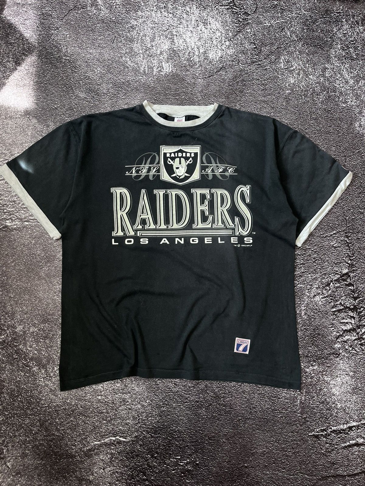 NFL Vintage 1992s NFL Los Angeles Raiders Black Tees Size US XL / EU 56 / 4 - 1 Thumbnail