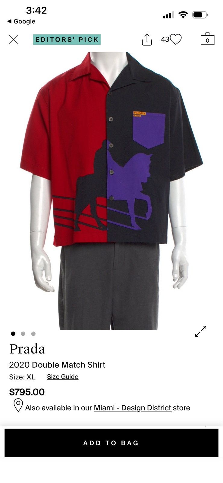 Prada Double Match Bowling Shirt F/W 2020 Size US L / EU 52-54 / 3 - 5 Thumbnail
