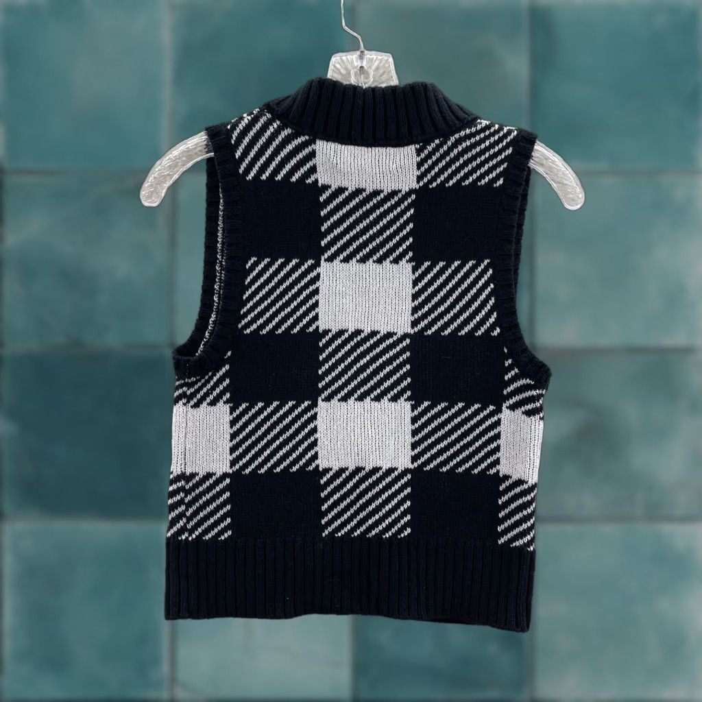 Vintage VINTAGE Smudge Sweater Vest Shirt Womens Small Black White Plaid Knit Preppy Academia Corpcore Y2K Size S / US 4 / IT 40 - 1 Thumbnail