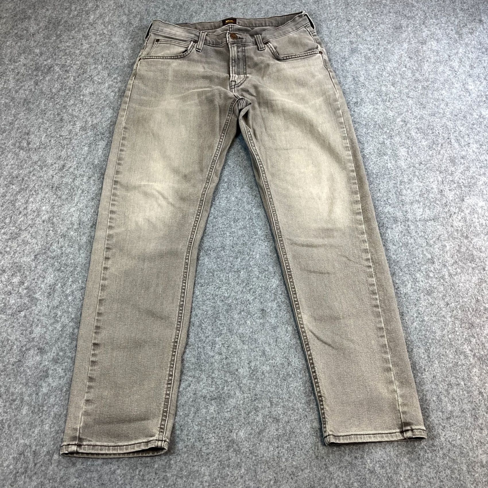 Lee Lee Mens Jeans Slim Fit 32 32 Light Grey Wash Denim Zip Fly 5-Pocket Tapered Size US 32 / EU 48 - 2 Thumbnail