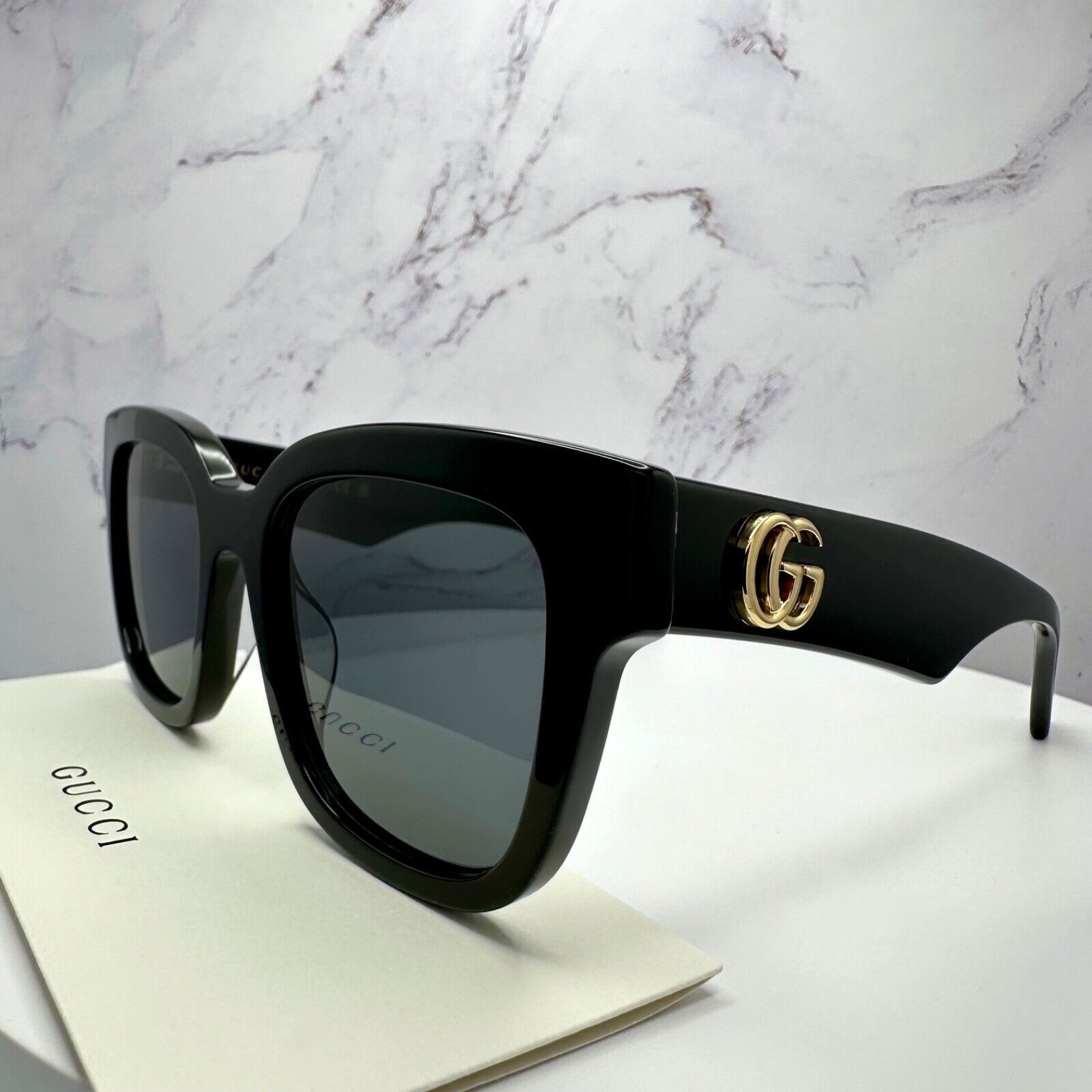 Gucci New Gucci Sunglasses Black Gold GG Logo 52-21-145 Authentic Size ONE SIZE - 14 Thumbnail